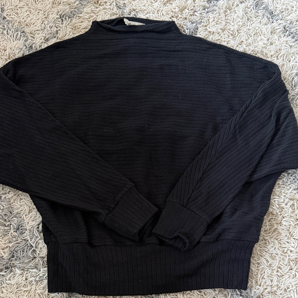Madewell Black Ribbed Crewneck Sweater